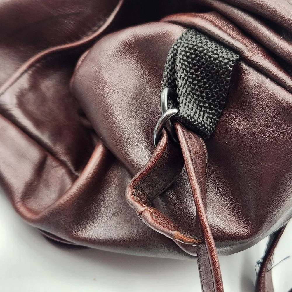 Vintage Brown Leather Sling Backpack Purse Made‎ in Mexico Teardrop Bag